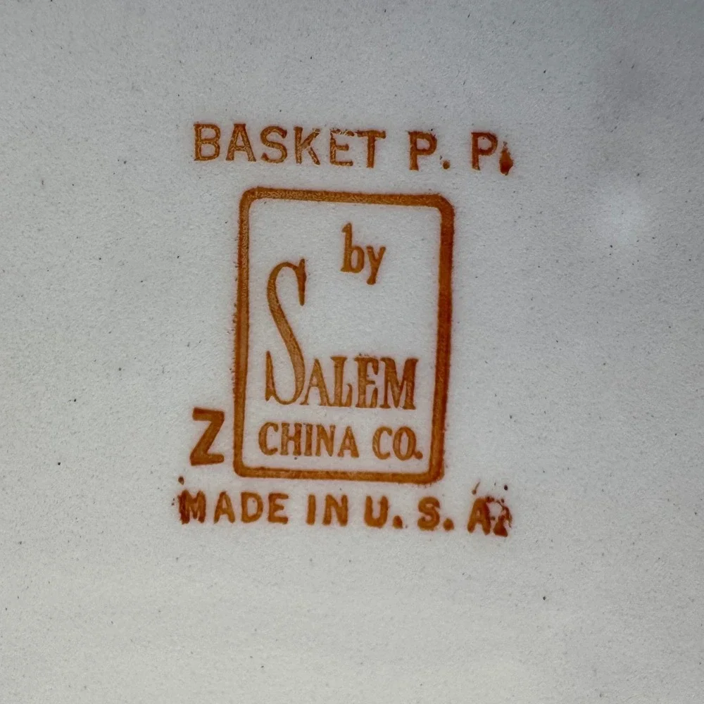 Vintage Salem China Co Basket P.P. Oval Serving Platter Cross Stitch Floral